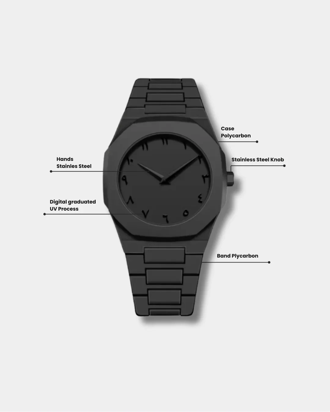 Selnora | Black Arabic Aura Premium Wristwatch
