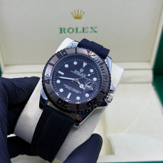 Rolex strap silver black rotaiting dial