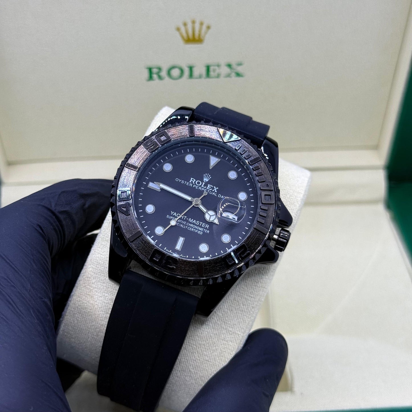 Rolex strap black with black rotaiting dial