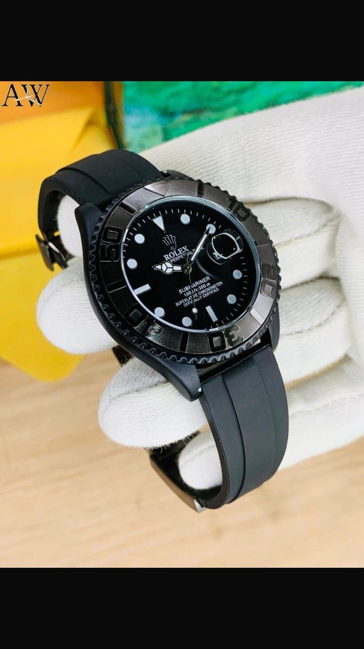 Rolex strap black with black rotaiting dial