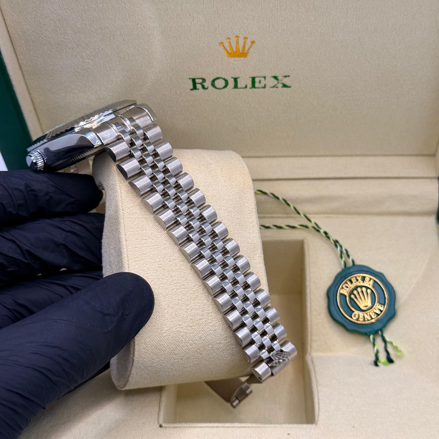 Rolex jubliee chain  silver with black dial