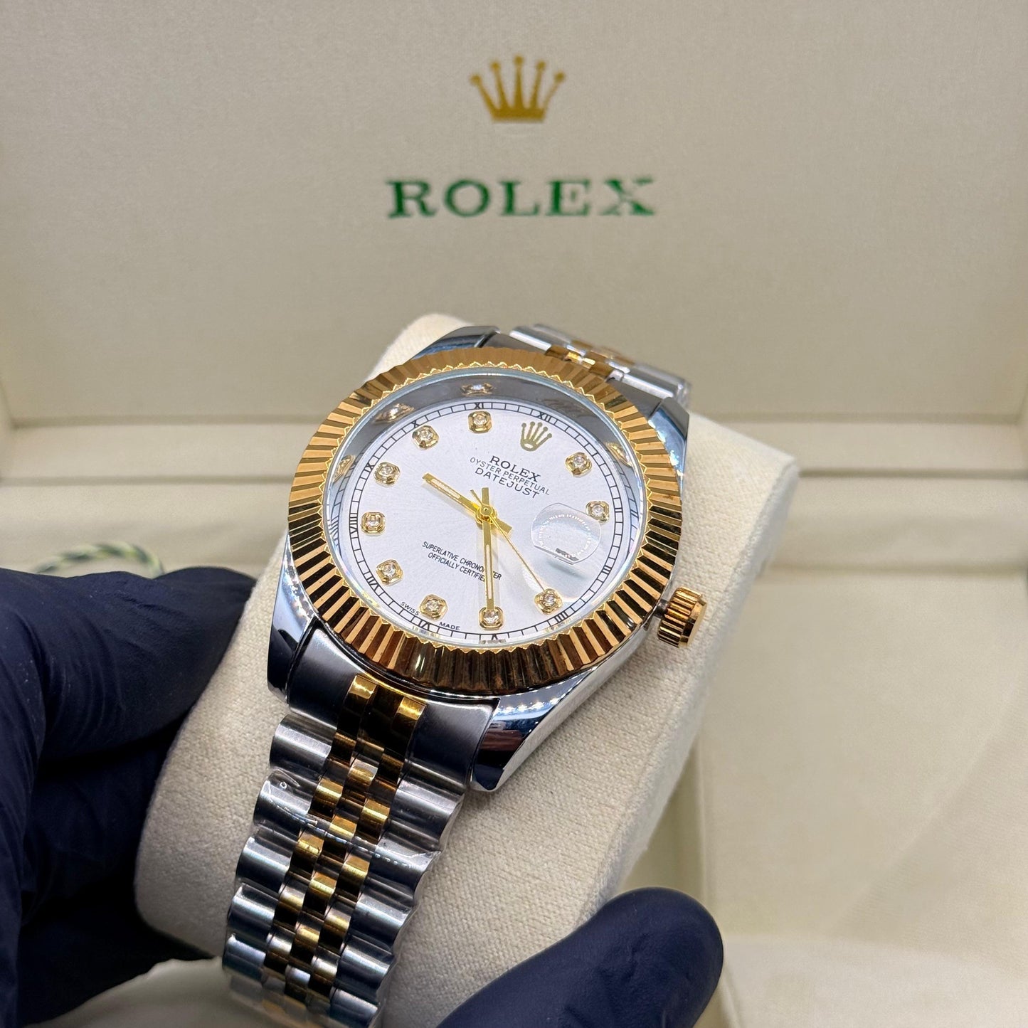 Rolex Jublie chain truetone white  dial