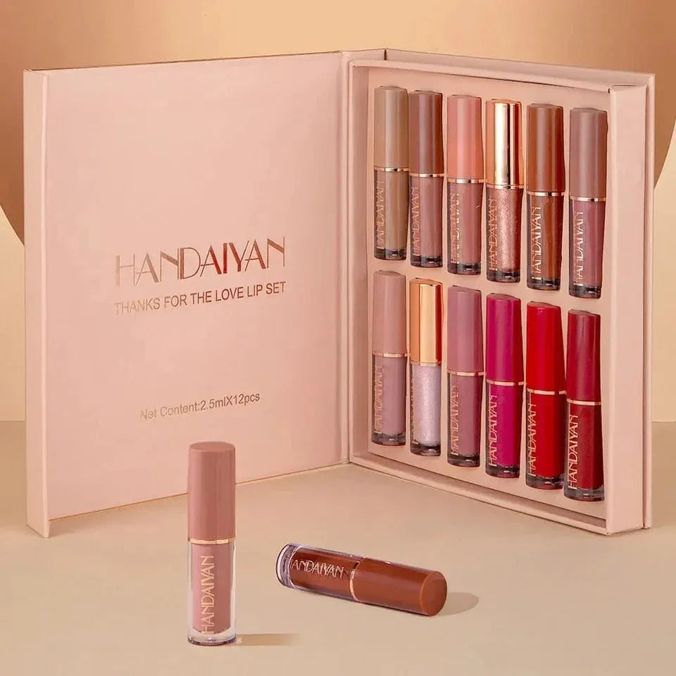 Selnora | Super Glossy 12-Piece Lip Set | Vibrant Colors and Smooth Finish