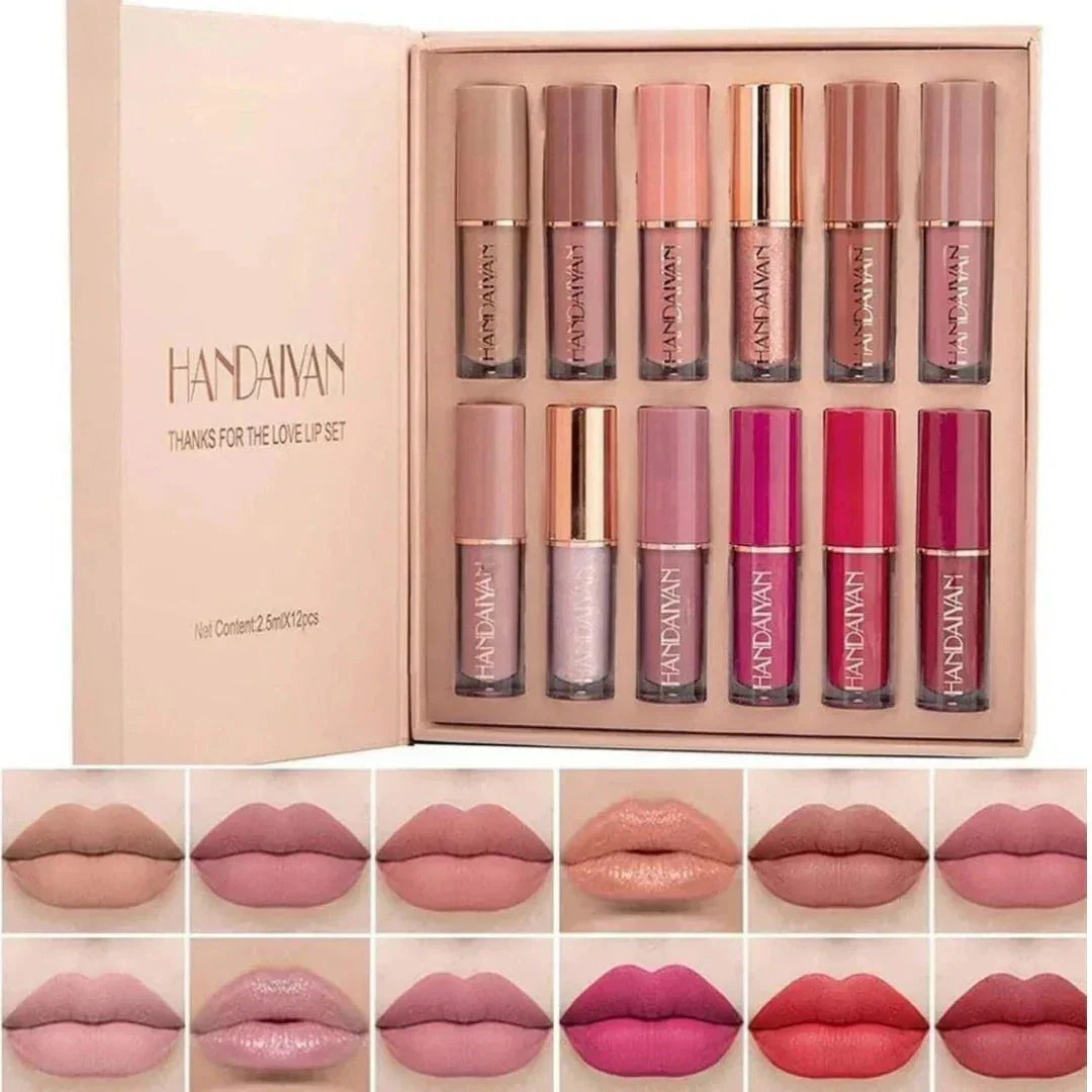 Selnora | Super Glossy 12-Piece Lip Set | Vibrant Colors and Smooth Finish